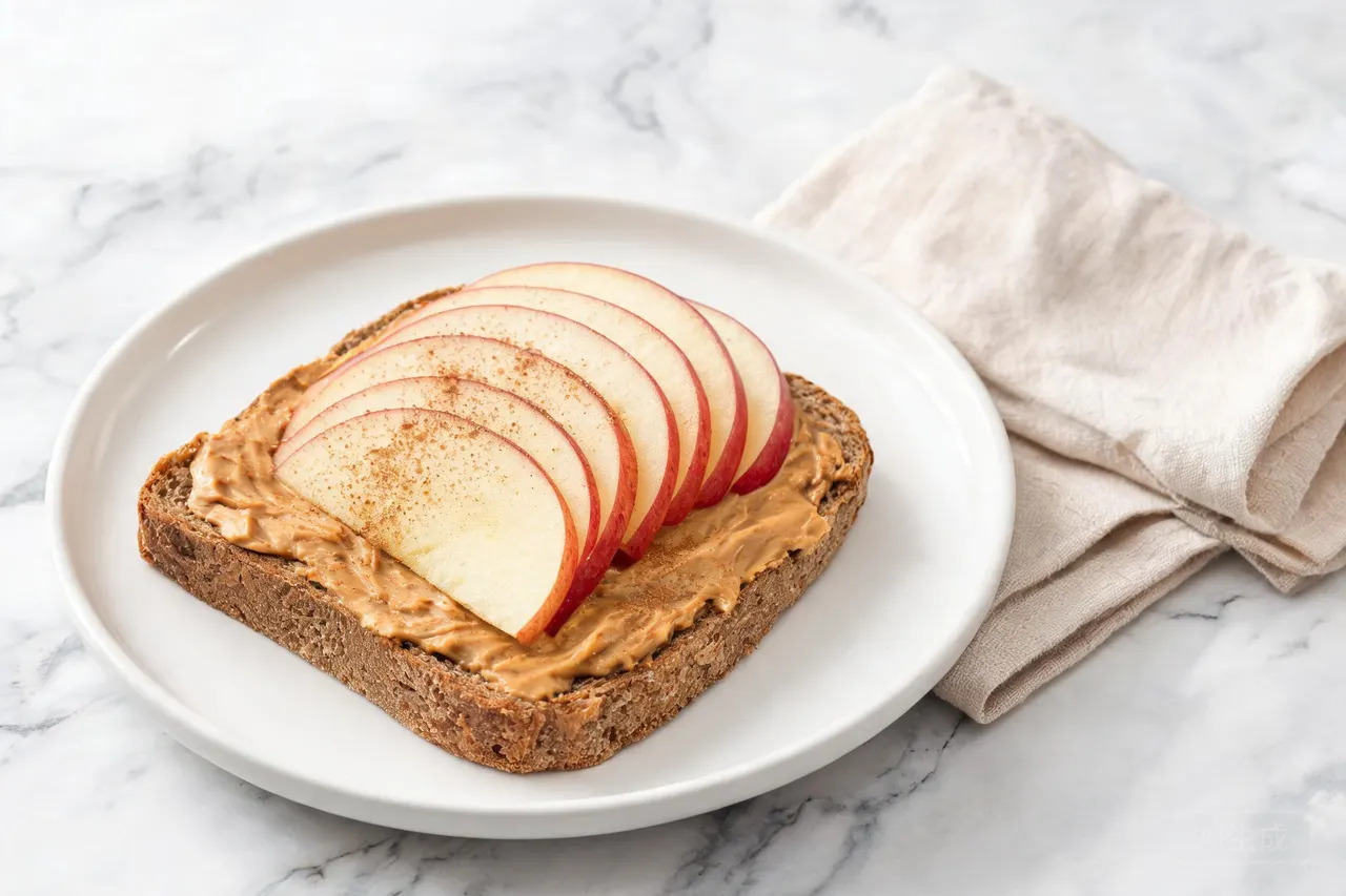 Apple Peanut Butter Toast - 290 calorie snack