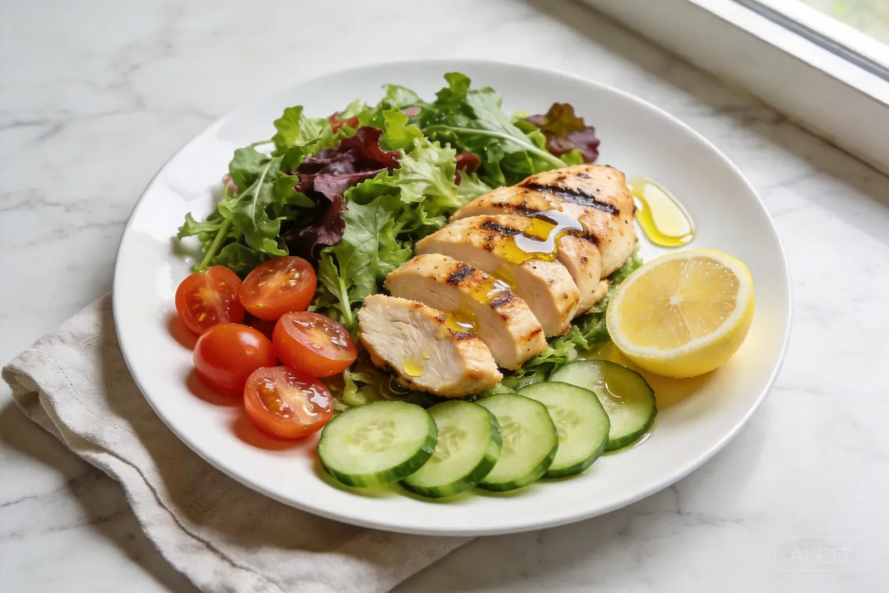 Grilled Chicken Salad with Vinaigrette - 320 calorie lunch
