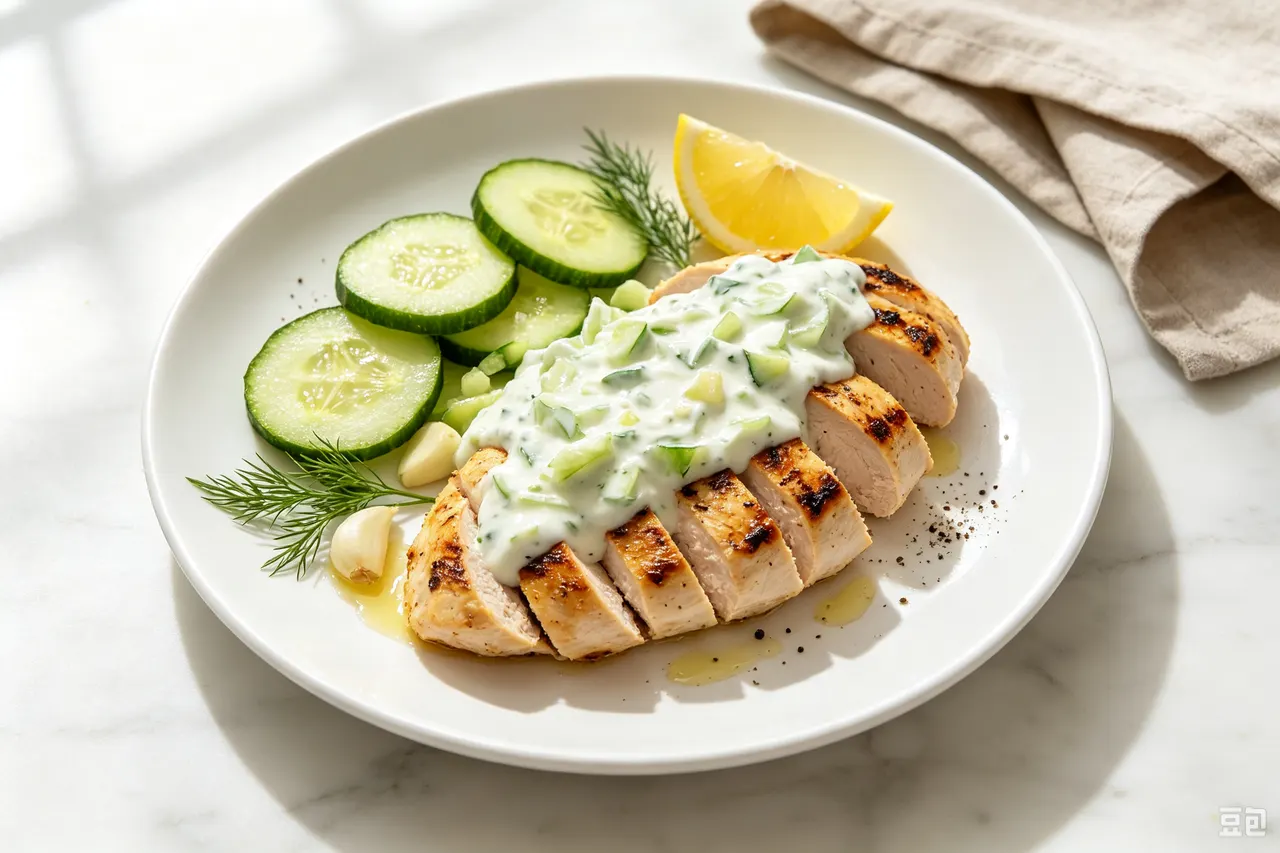 Greek Tzatziki Chicken - 350 calorie dinner