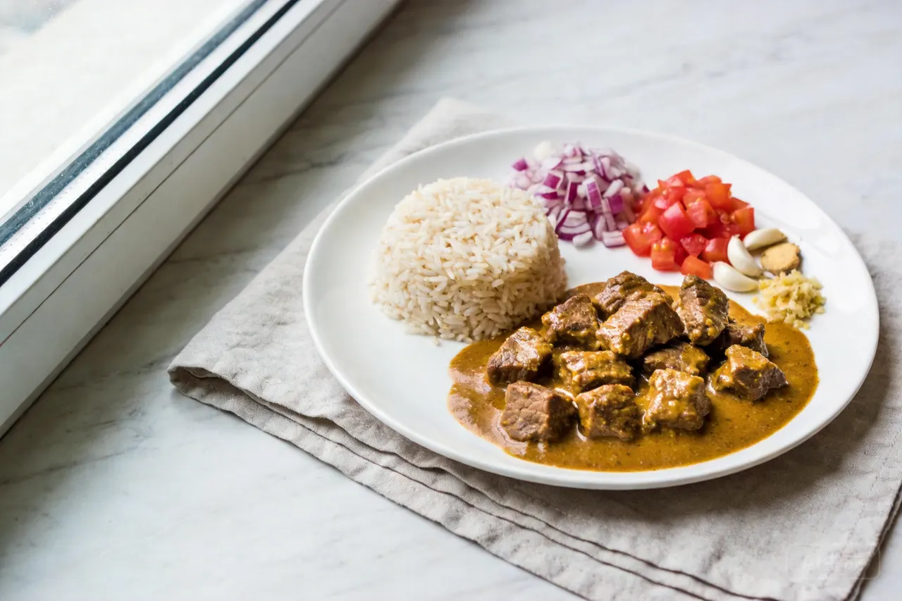 Lamb Curry with Rice - 690 calorie dinner