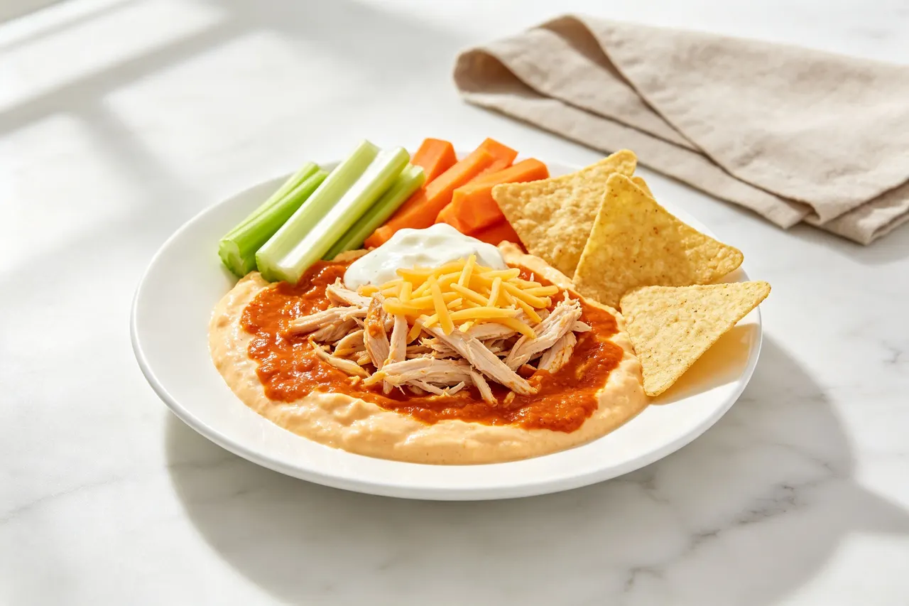 Low Calorie Buffalo Chicken Dip - 150 calorie snack