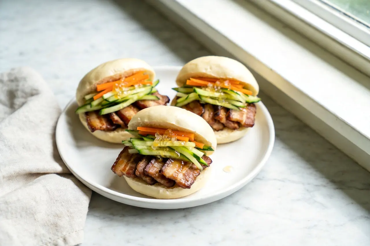Pork Belly Bao Buns - 620 calorie dinner