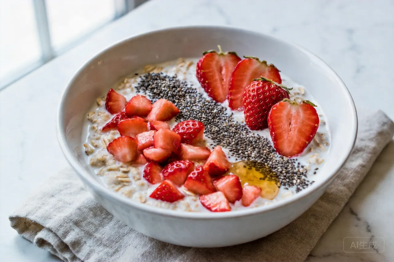 Strawberry Overnight Oats - 280 calorie breakfast