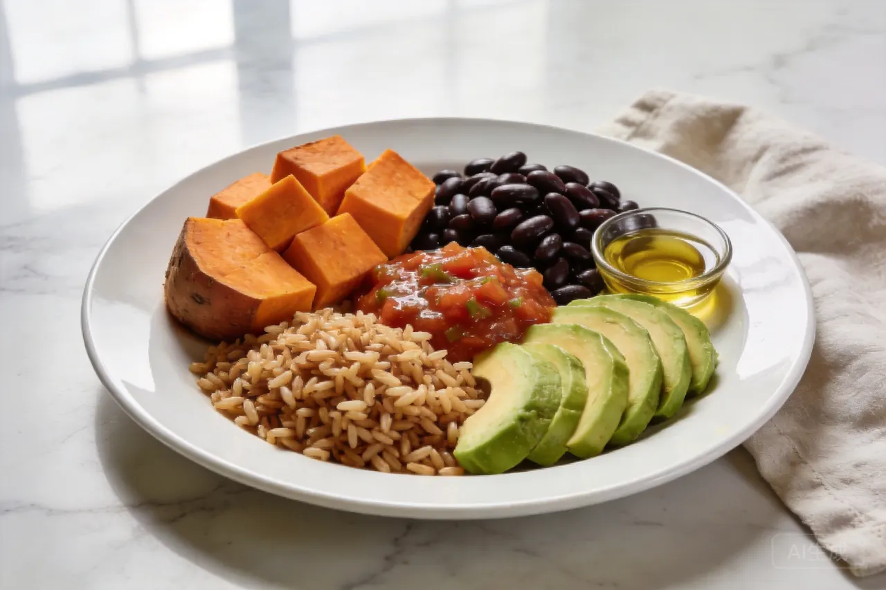 Sweet Potato and Black Bean Bowl - 450 calorie lunch