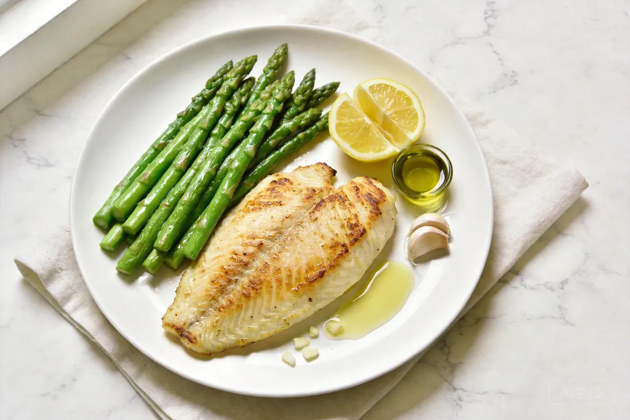 Pan-Seared Tilapia with Asparagus - 260 calorie dinner