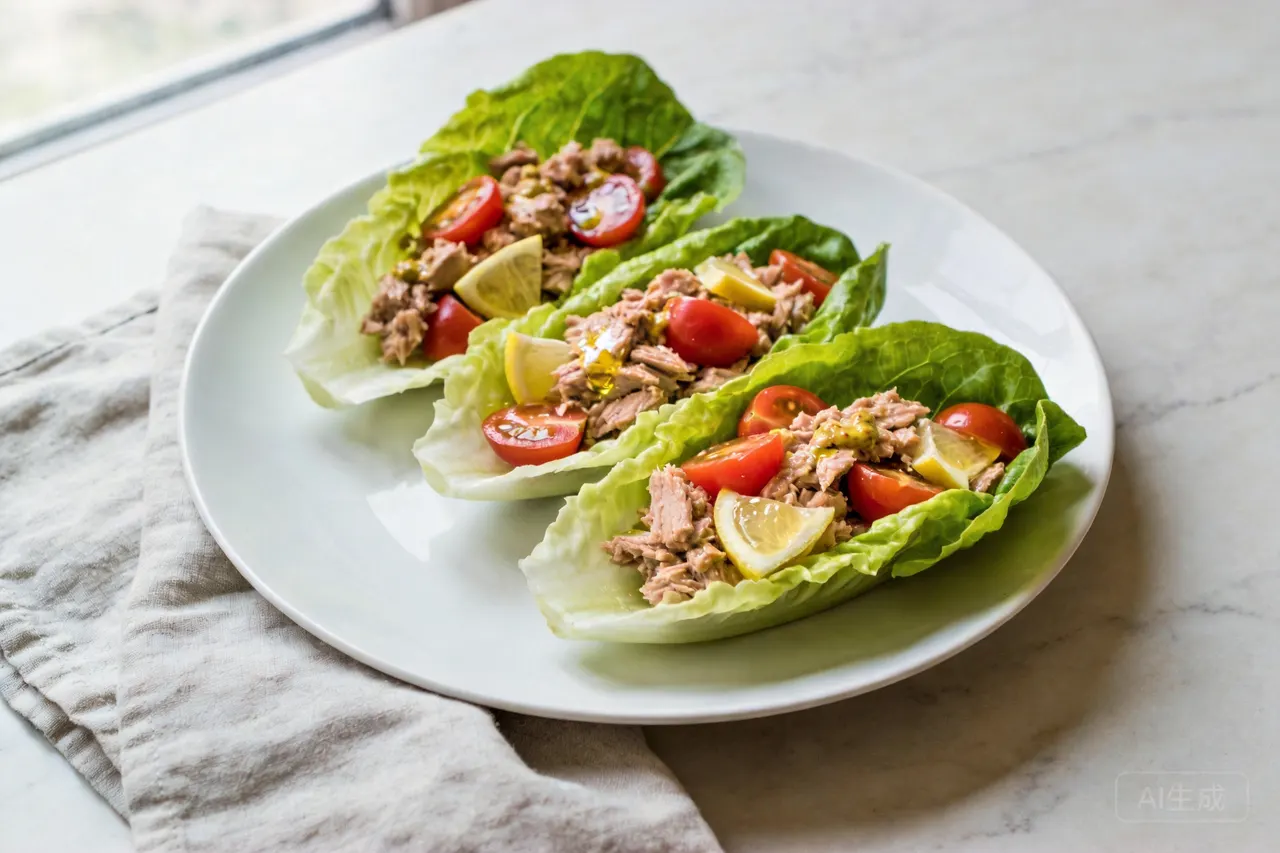 Tuna Salad Lettuce Wraps - 260 calorie lunch