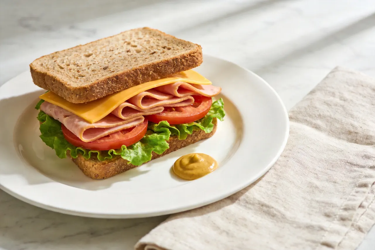 Turkey and Cheese Sandwich (390 Cal, 32g Protein) - 390 calorie lunch