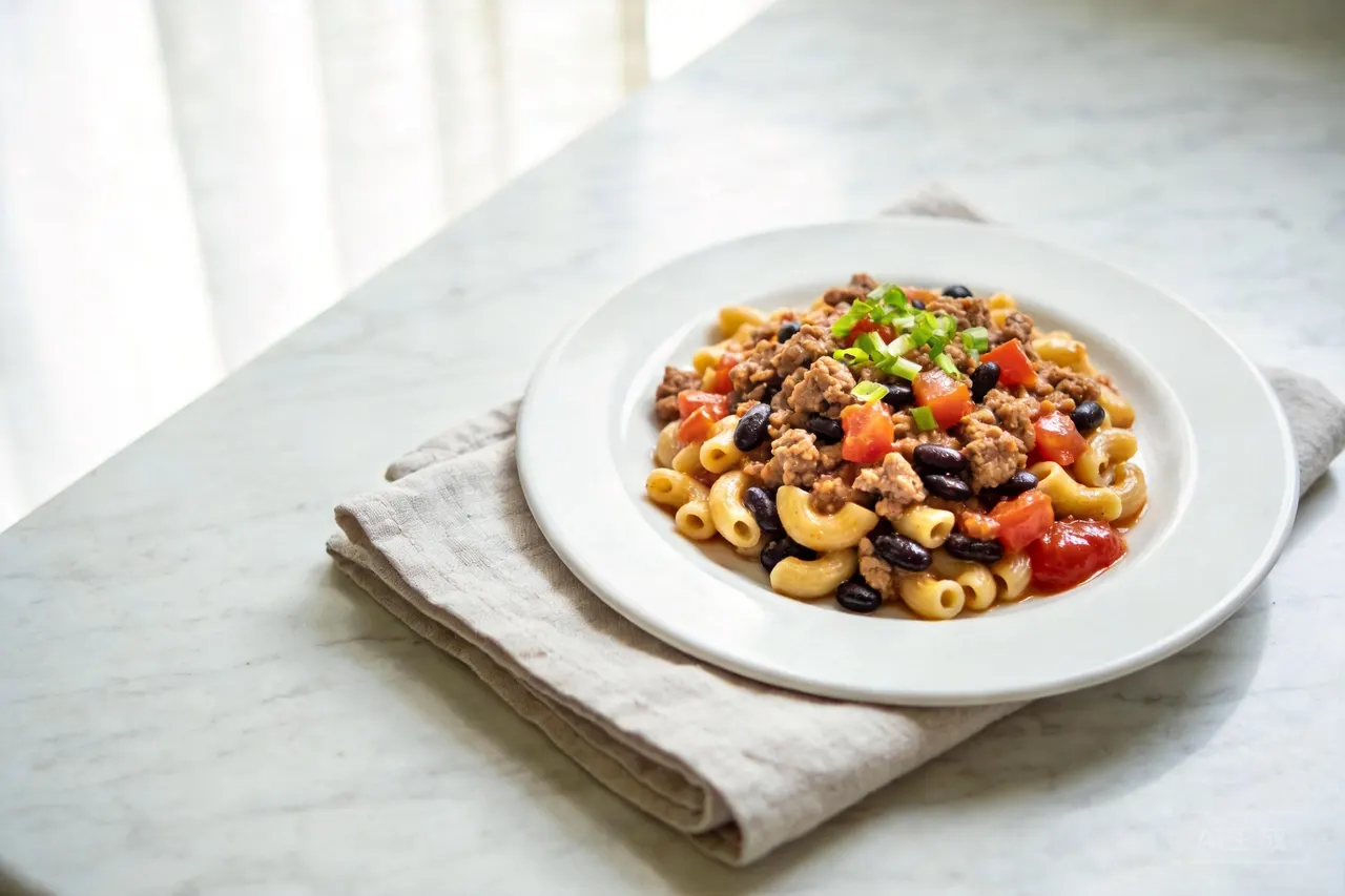 Turkey Chili Mac - 460 calorie dinner