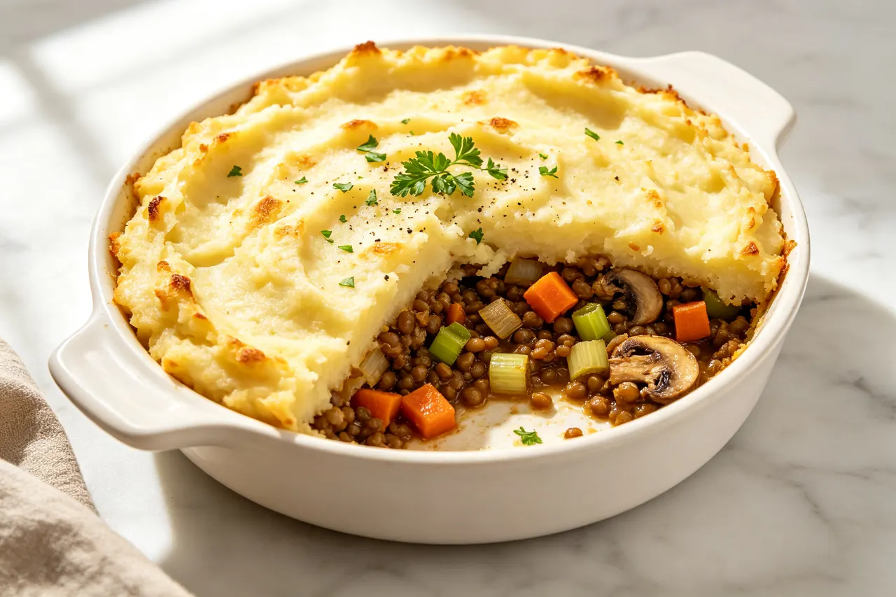 Vegan Lentil Shepherd's Pie - 380 calorie dinner